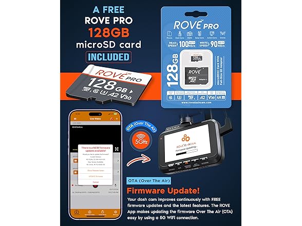 ROVE R2-4K DUAL Dash Cam Front and Rear