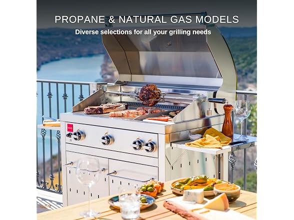 Fuego F36S-Pro All 304SS w/Lights & Rear Burner Free Standing Gas Grill
