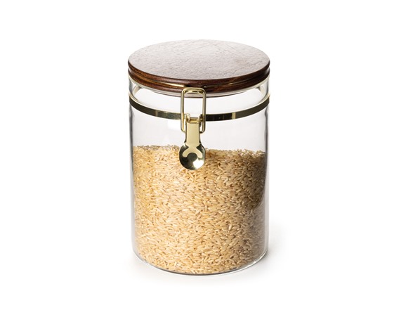 Smart Design Glass & Acacia Canister
