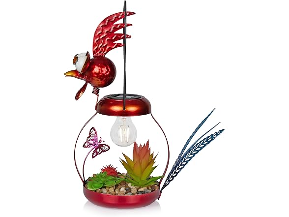 Alpine Corp Solar Rooster LED16in Red