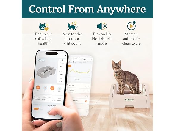 PetCove PurrTek Light Open Top Litter Box Self Cleaning