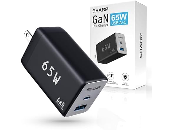 Sharp 65W 2-Port USB-C GaN Charger