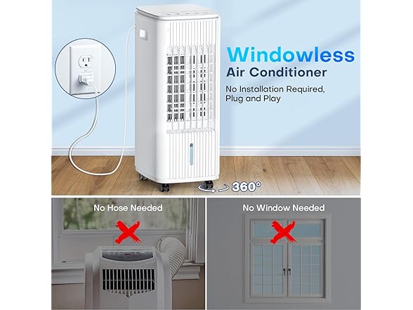 MYICY 3-IN-1 Windowless Air Conditioner w/Double Tanks
