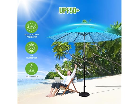 Backyard Expressions 9FT Solar Patio Umbrella Blue