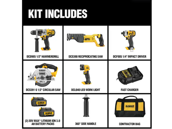 DEWALT DCK592L2 20V MAX Cordless 5 Tool Combo Kit