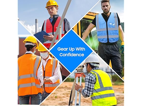 Reflective Safety Vest 5 Pockets Zip