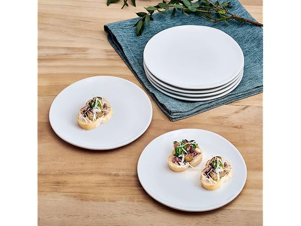 Everyday Porcelain Appetizer Dessert Plates, Set of 6, 6 Inch