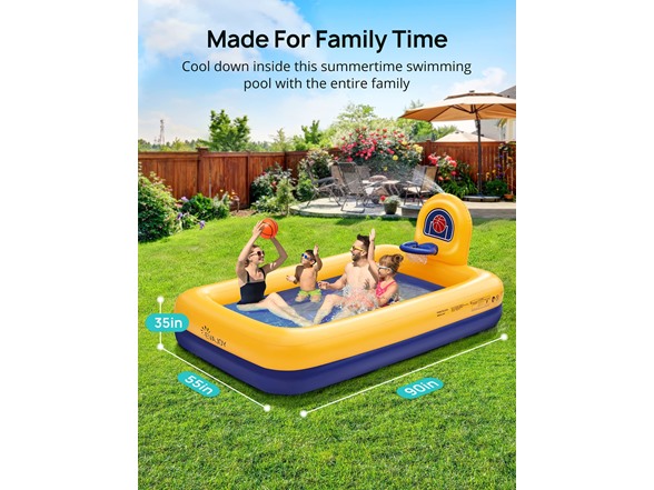 Evajoy Inflatable Kiddie Pool 90x55x3