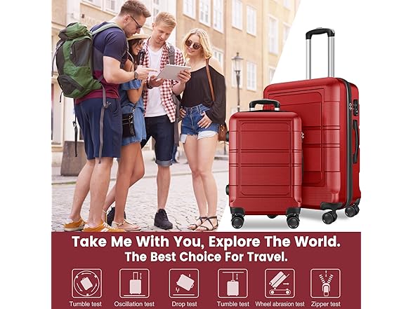 Axidou Carry On Luggage (20 Inch, Red)