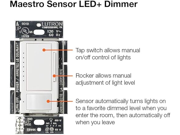 Lutron MSCL-OP153MW-WH Motion Sensor & Dimmer White