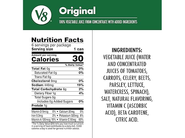 6Pk V8 Original 100% Vegetable Juice, 5.5 fl oz
