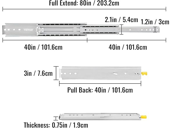 VEVOR Heavy Duty Drawer Slides 40\" Length