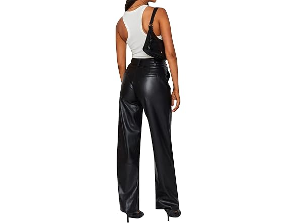 Heziowyun Women Faux Leather Pants Solid High Pant