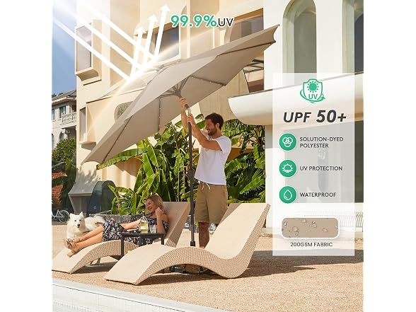 JEAREY 9ft Patio Umbrella Solar Lights