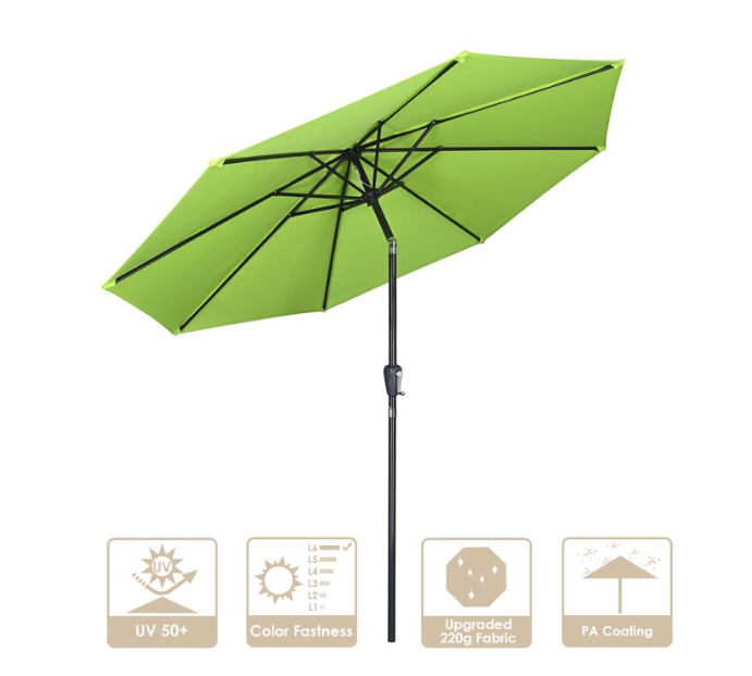 Yescom 9Ft UV50+ 3000PA Outdoor Umbrella Green - Gallery 14