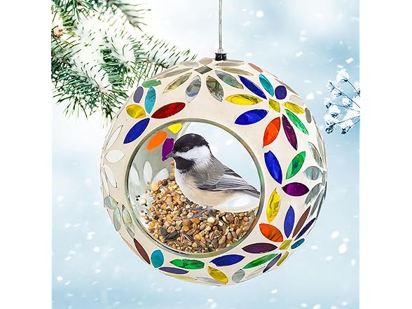 Sunnydaze 6" Glass Mosaic Bird Feeder