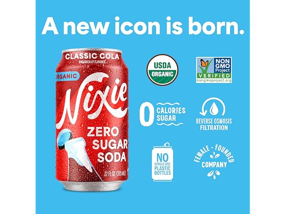 12PK Nixie Organic Zero Sugar Soda, Classic Cola