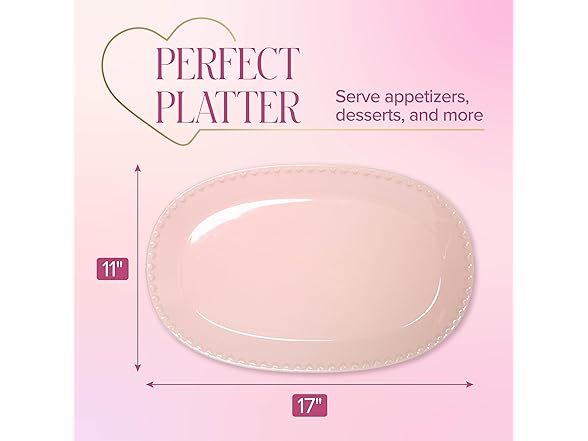 Paris Hilton Oval Ceramic Serving Platter  Pink