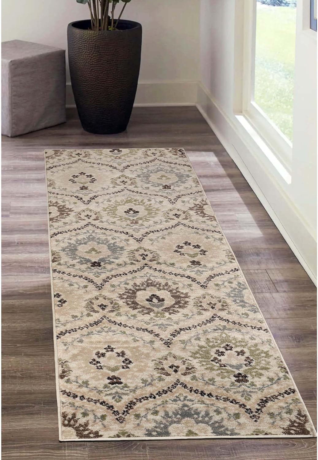 Superior Rustic Floral Damask Washable Indoor Area Rug, 2'7"x6' - Gallery 6