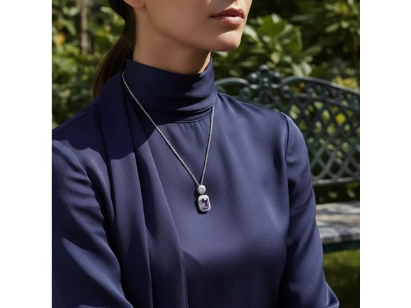 Violet Emerald Cut Diamond Necklace