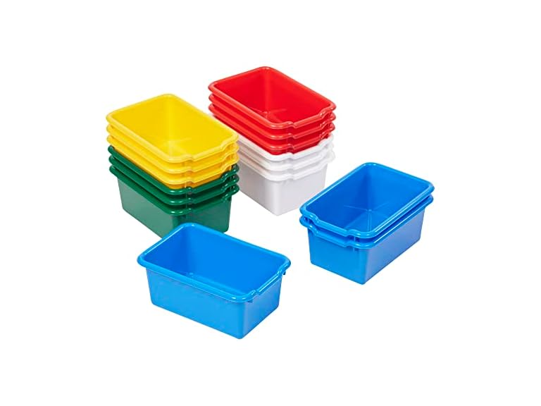 ECR4Kids Scoop Front Storage Bin, Multipurpose Organization, Assorted, 15-Piece