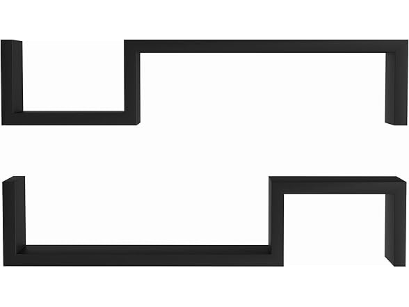 Black 'S' Wall Mount Shelves (Set of 2)