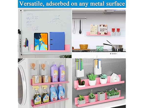 DTUQYX Magnetic Book Shelf for Whiteboard 2-Pack, Pink - Gallery 8