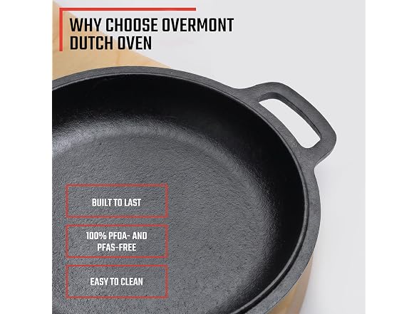 Overmont 5QT Cast Iron Double Dutch Oven