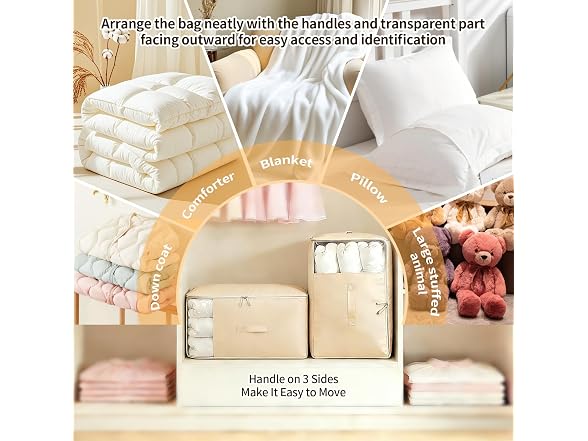 2 Pack Space Saving Comforter Storage Bag with Handle