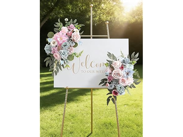 Blue Pink Artificial Rose Flowers w/ Stems