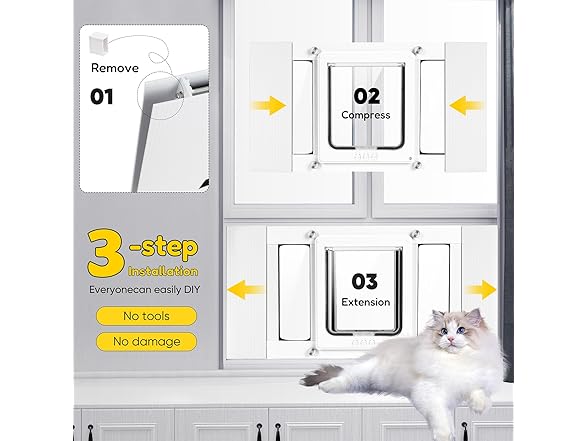 Cat Door for Window W/ Window Lock