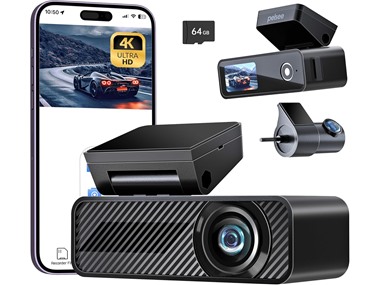 $39.99, Was $89.99, 55% Off! Pelsee P1 Duo 4K Front & Rear Dash Cam | 64GB SD dealfomo