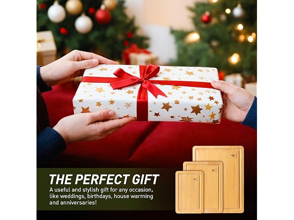 Bamboo Cutting Board Set Non Slip Feet