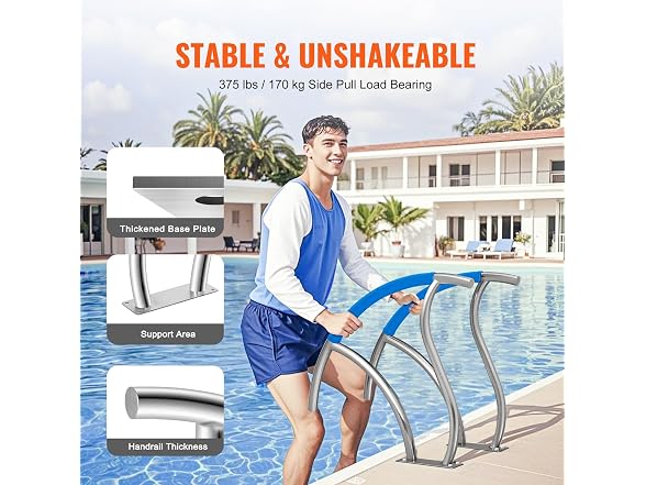 Pool Handrail, 2 PCS 30x30 in Railing