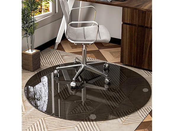 46" x 46" Round Tempered Glass Chair Mat
