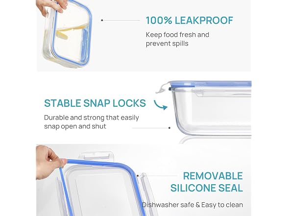 Vtopmart Blue 2 Pack 63oz Glass Containers W/ Lids