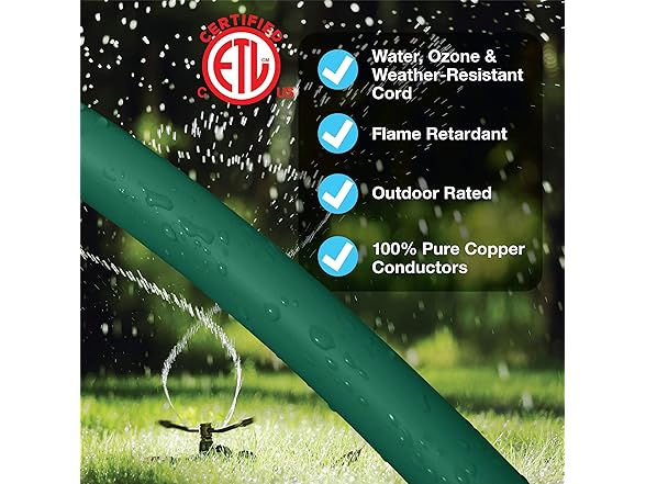 Clear Power Outdoor Extension Cord - 9 FT, 16/3 SJTW