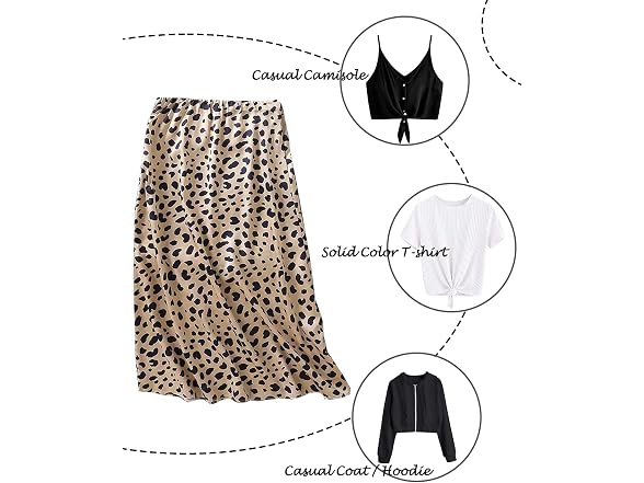 Modegal Women (L) Satin High Waisted Ruffle Skirt