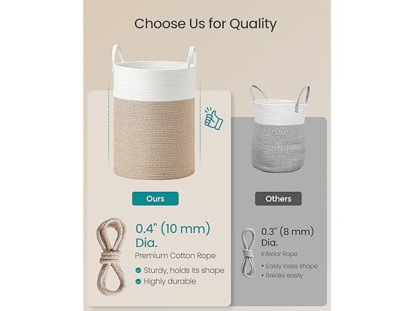 SONGMICS Cotton Rope Laundry Hamper