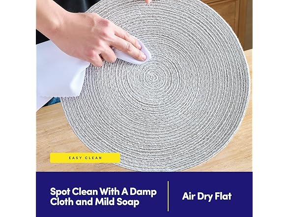 Round Placemats Set of 4-100% Cotton, Gray