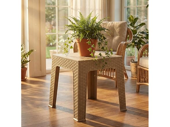 Sunnydaze Decor SUP-438 18 Beige Side Table Beige - Gallery 2