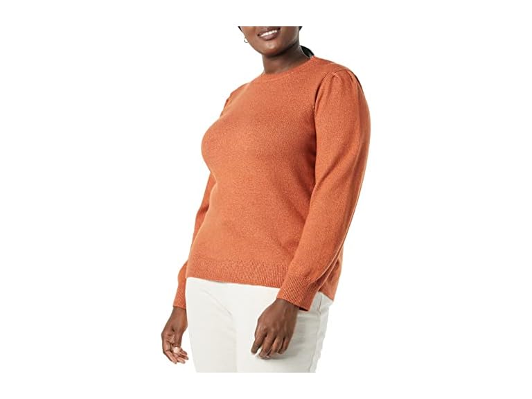 Amazon Essentials Womens Soft Touch Pleated Shoulder Crewneck Sweater