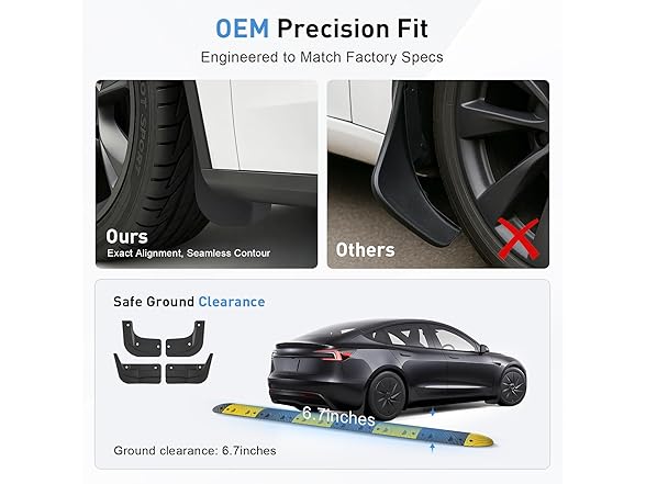 Safotad Mud Flaps for 2024-2025 Tesla Model 3
