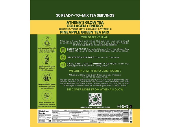 (2pk) Athena's Glow Tea Collagen + Energy Mix - 60 Servings Total