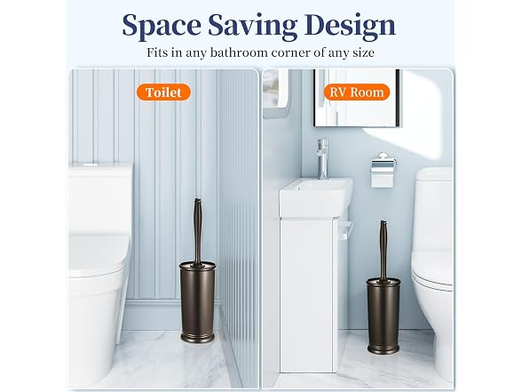 HAMITOR Bronze Toilet Bowl Brush Holder Set - Gallery 6
