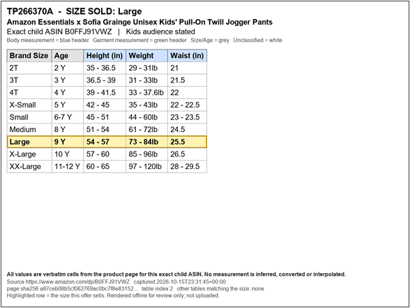 Size Chart