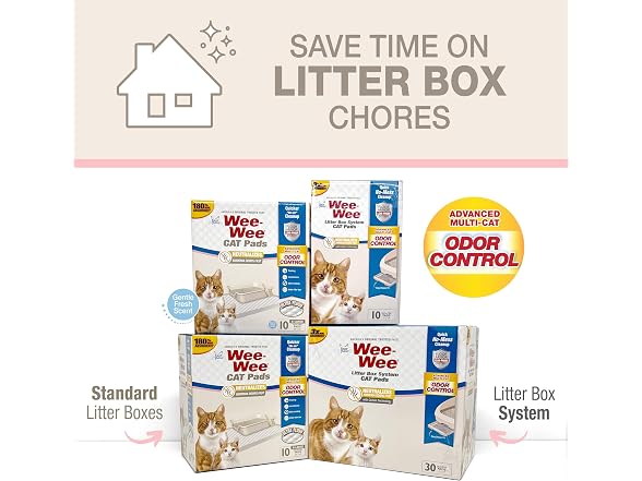 Four Paws Wee-Wee Cat Litter Box System Pads, 10 Count