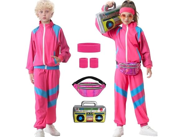 TIMSOPHIA Pink 80S Tracksuit for Kids