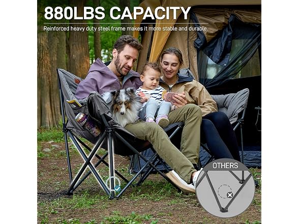 EVER ADVANCED Light Grey Double Camping Chair