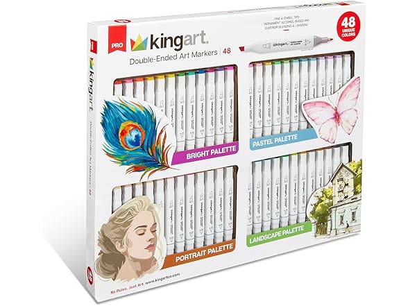 KINGART PRO Double-Ended Art Markers 48 Colors